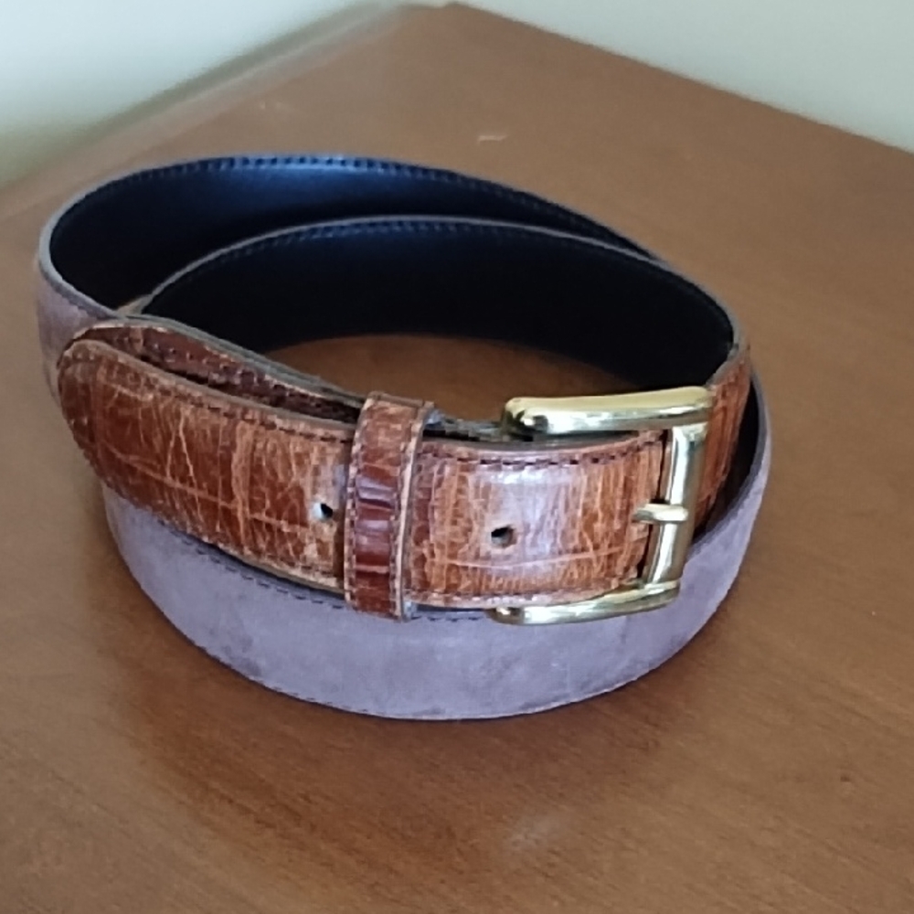 Saddlebred Leather Belt Solid Brass Buckle Women's Size Large Brown Nubuck